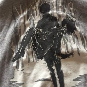 Anime Short sleeve gray T-shirt